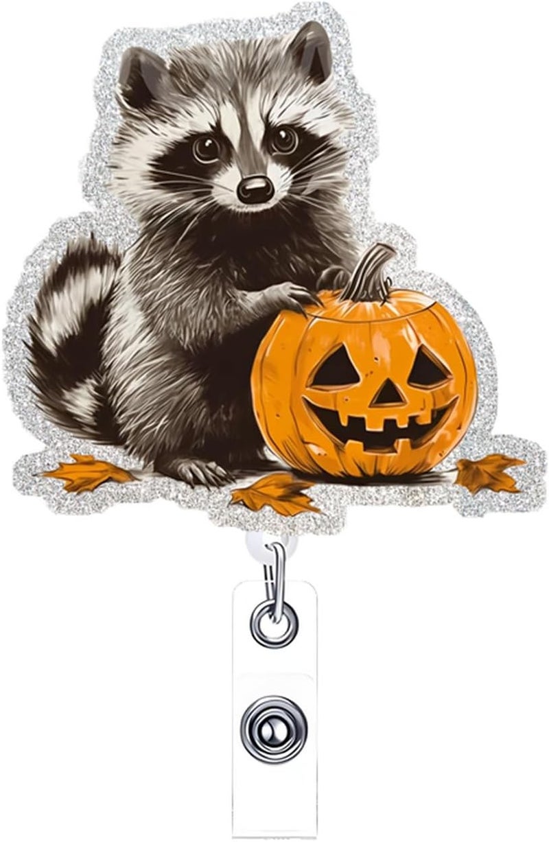 NSSHEL Halloween Cute Pumpkin Badge Reel Holder Retractable for Nurse Nursing Medical Worker & Teacher Pumpkin Bow Badge Reel with Alligator Clip & Durable Nylon Cord Acrylic Name Tag Card Badge Clip - Image 1